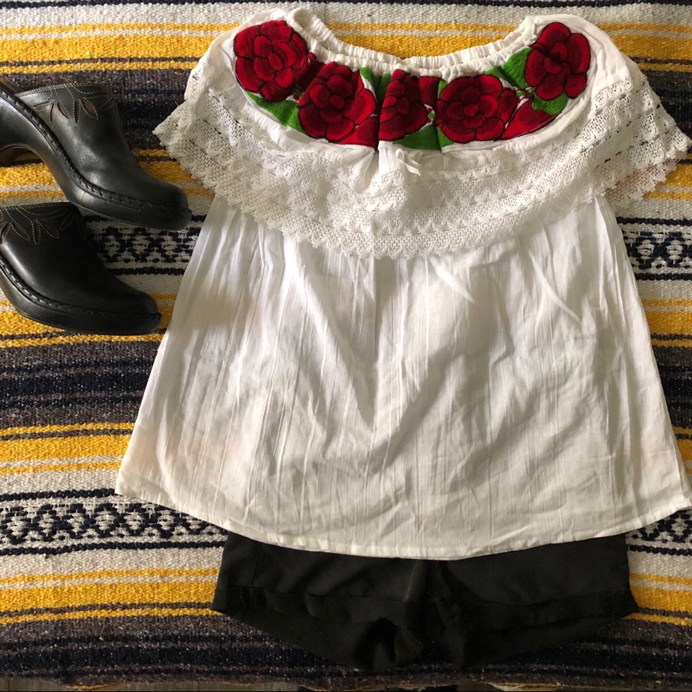 Mexican Embroidered Off Shoulder Top
